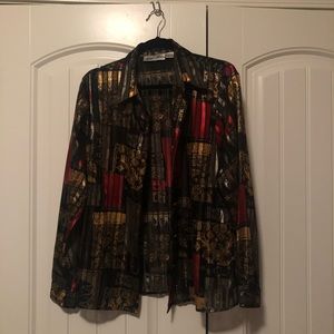 Multicolored polyester button down